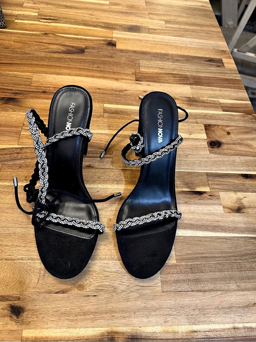 Fashion Nova Embellished Black Heels